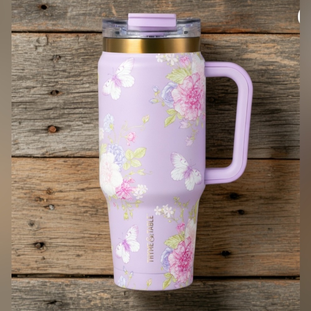 Thyme & Table Floral Butterfly 32 oz Insulated Tumbler
